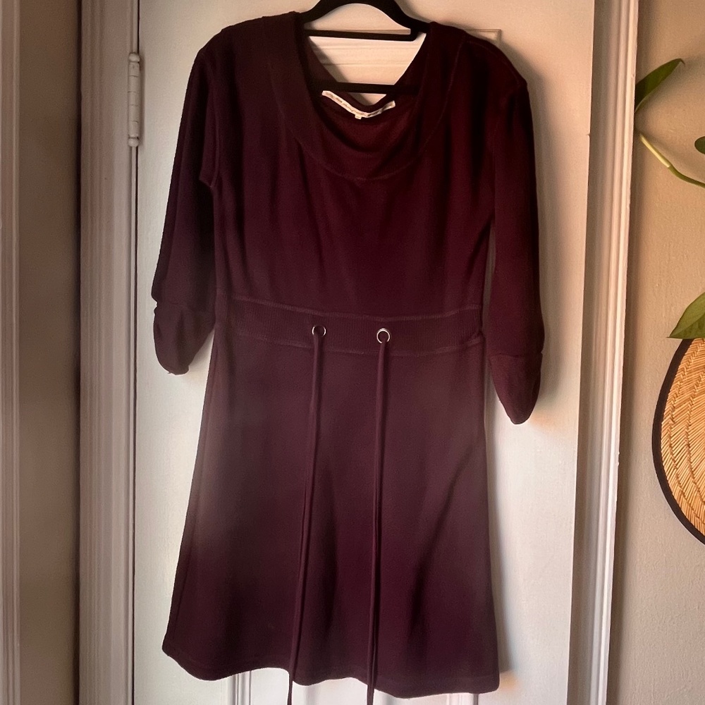 Anthropologie Burgundy Knit Mini-Dress Sz XS